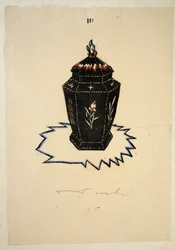 Design för en urna, platta 3, bok 6, illustration från "Wiener Werkstatte Mode 191415", publicerad av. Eduard Kosmack, Wien, 1914-1915 (handkolorerat linoljeformat).